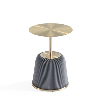 Manhattan Comfort - 2-Piece Anderson Leatherette End Table 1.0 and End Table 2.0 with Stainless Steel Legs in Grey - 2-AT03-GY veiw 3