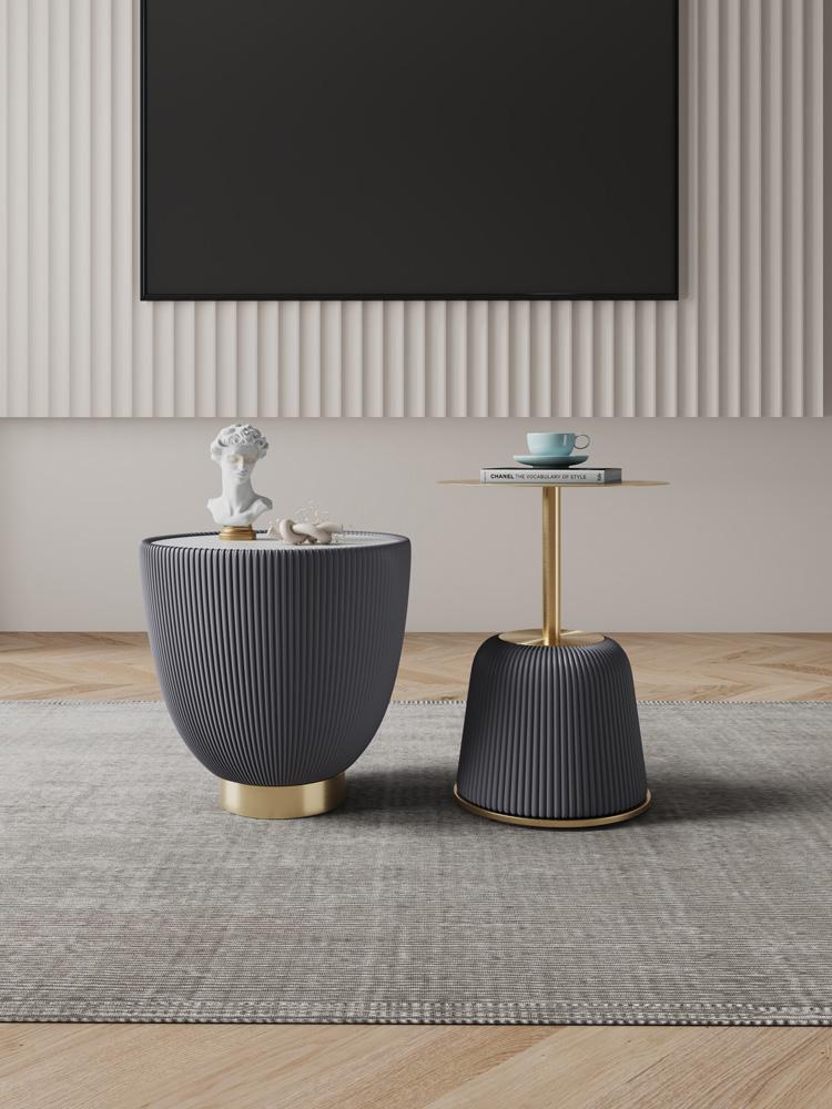 Manhattan Comfort - 2-Piece Anderson Leatherette End Table 1.0 and End Table 2.0 with Stainless Steel Legs in Grey - 2-AT03-GY veiw 10