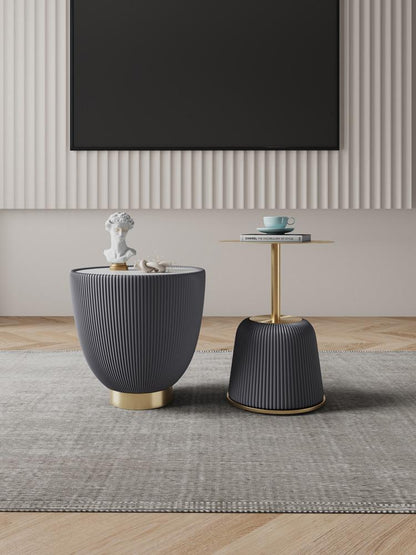 Manhattan Comfort - 2-Piece Anderson Leatherette End Table 1.0 and End Table 2.0 with Stainless Steel Legs in Grey - 2-AT03-GY veiw 10