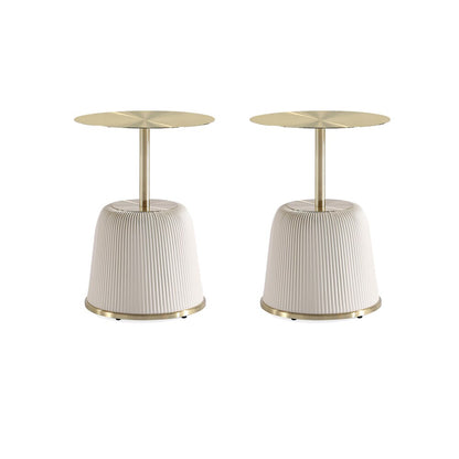 Manhattan Comfort - Anderson 15.75W Leatherette End Table with Stainless Steel Legs in Cream - Set of 2 - 2-ET004-CR veiw 1