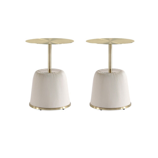 Manhattan Comfort - Anderson 15.75W Leatherette End Table with Stainless Steel Legs in Cream - Set of 2 - 2-ET004-CR veiw 1