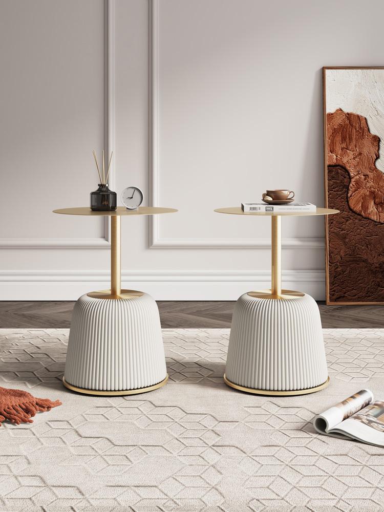 Manhattan Comfort - Anderson 15.75W Leatherette End Table with Stainless Steel Legs in Cream - Set of 2 - 2-ET004-CR veiw 7