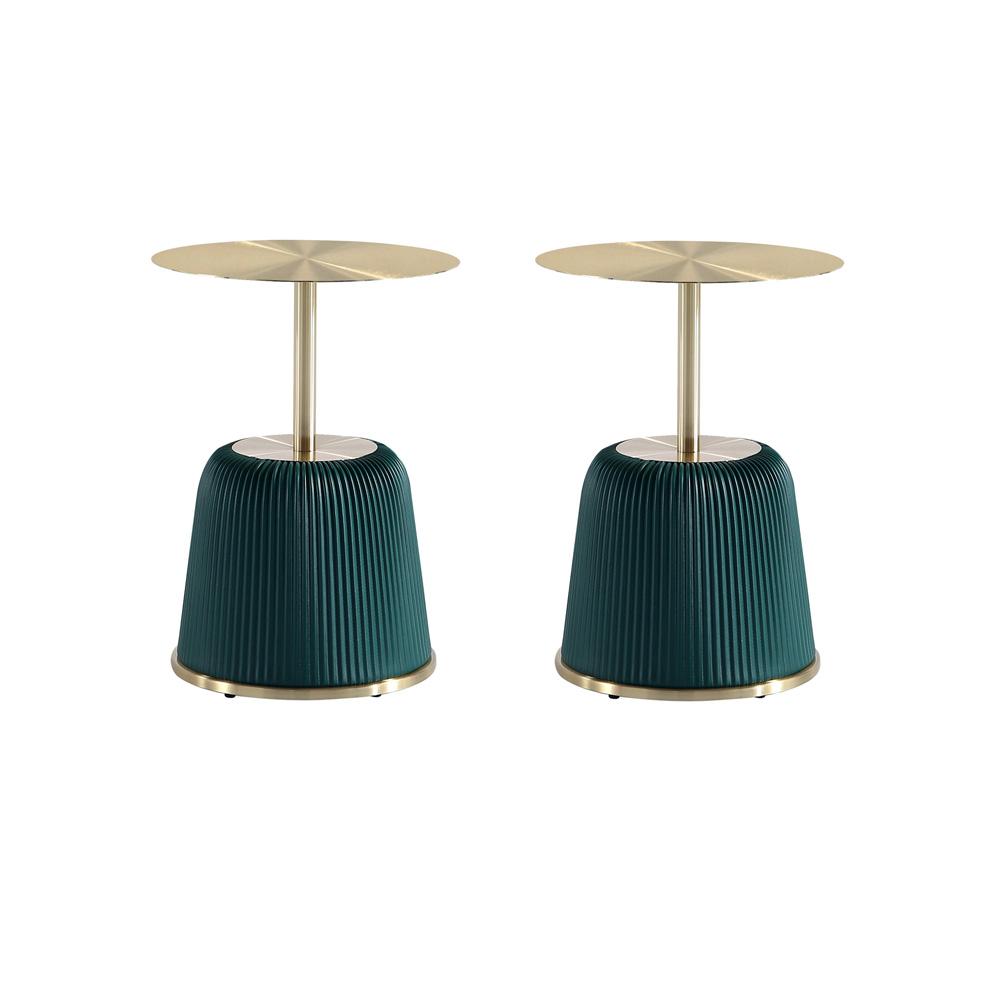 Manhattan Comfort - Anderson 15.75W Leatherette End Table with Stainless Steel Legs in Green - Set of 2 - 2-ET004-GR veiw 1