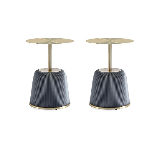 Manhattan Comfort - Anderson 15.75W Leatherette End Table with Stainless Steel Legs in Grey - Set of 2 - 2-ET004-GY veiw 1