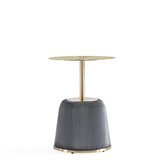 Manhattan Comfort - Anderson 15.75W Leatherette End Table with Stainless Steel Legs in Grey - Set of 2 - 2-ET004-GY veiw 2