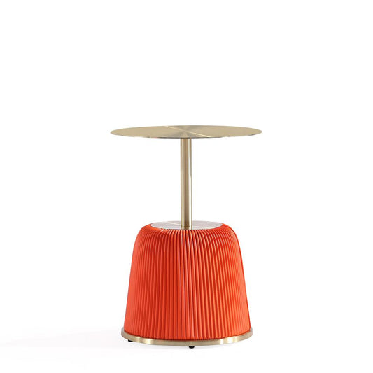 Manhattan Comfort - Anderson 15.75W Leatherette End Table with Stainless Steel Legs in Orange - Set of 2 - 2-ET004-OR veiw 2