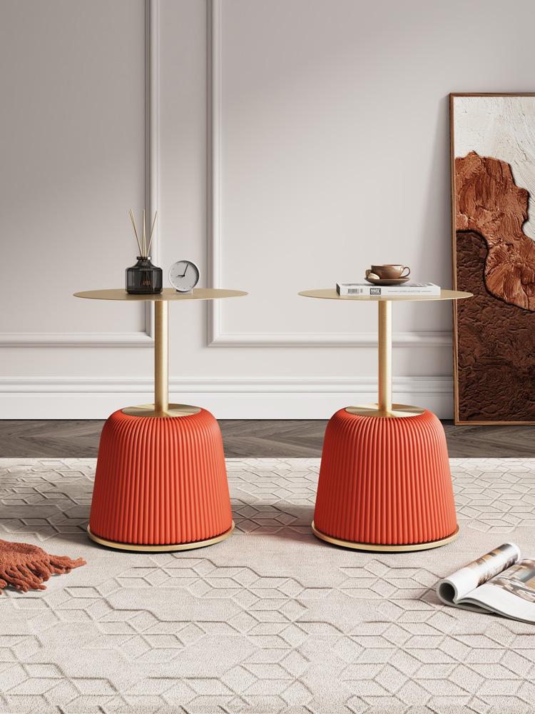 Manhattan Comfort - Anderson 15.75W Leatherette End Table with Stainless Steel Legs in Orange - Set of 2 - 2-ET004-OR veiw 7