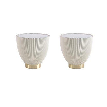 Manhattan Comfort - Anderson Leatherette End Table with Stainless Steel Legs in Cream - Set of 2 - 2-ET005-CR veiw 1