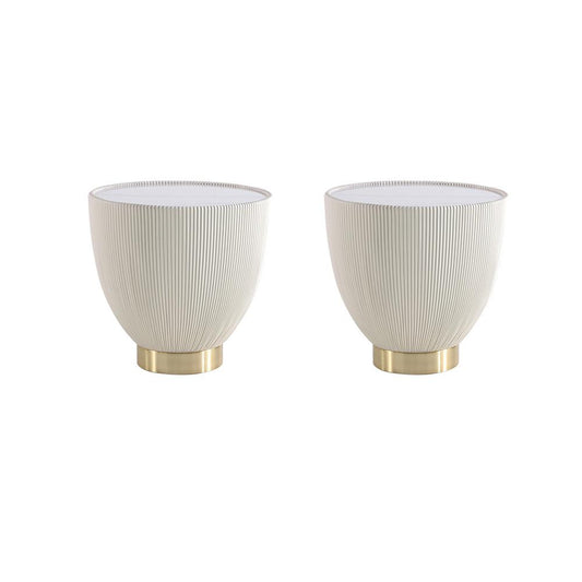 Manhattan Comfort - Anderson Leatherette End Table with Stainless Steel Legs in Cream - Set of 2 - 2-ET005-CR veiw 1