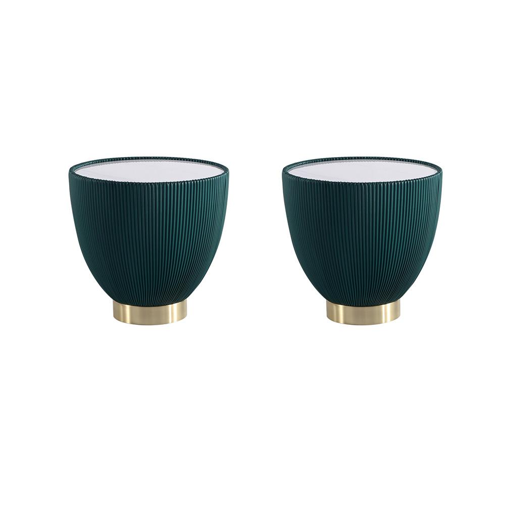 Manhattan Comfort - Anderson Leatherette End Table with Stainless Steel Legs in Green - Set of 2 - 2-ET005-GR veiw 1