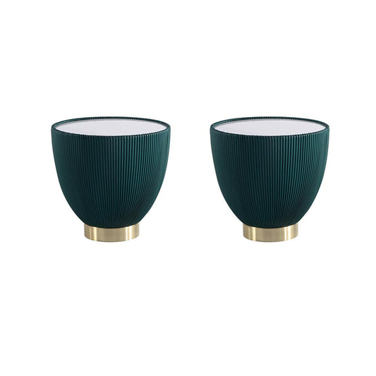 Manhattan Comfort - Anderson Leatherette End Table with Stainless Steel Legs in Green - Set of 2 - 2-ET005-GR veiw 1