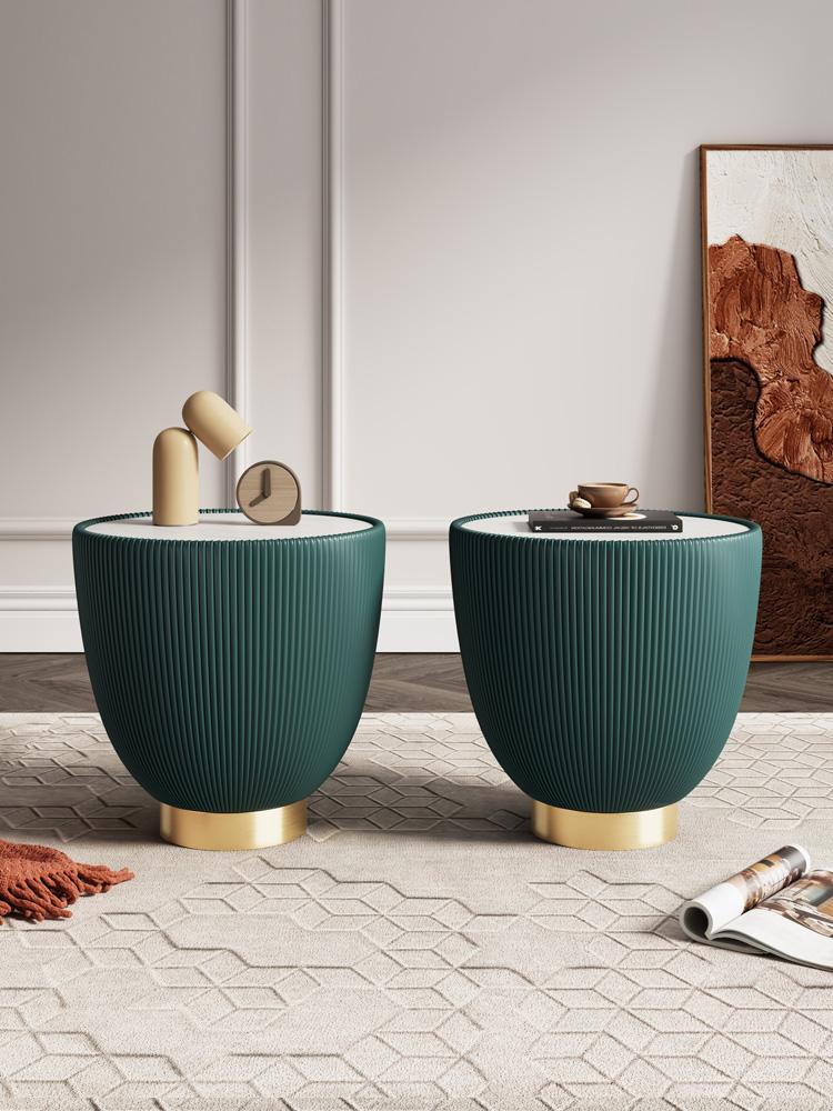 Manhattan Comfort - Anderson Leatherette End Table with Stainless Steel Legs in Green - Set of 2 - 2-ET005-GR veiw 7