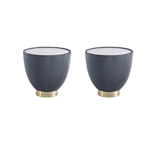 Manhattan Comfort - Anderson Leatherette End Table with Stainless Steel Legs in Grey - Set of 2 - 2-ET005-GY veiw 1