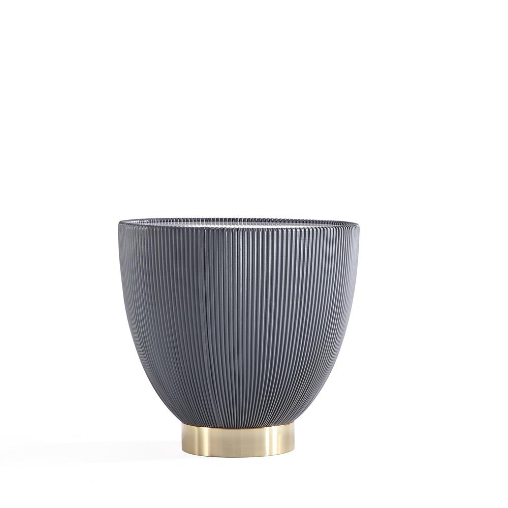 Manhattan Comfort - Anderson Leatherette End Table with Stainless Steel Legs in Grey - Set of 2 - 2-ET005-GY veiw 2