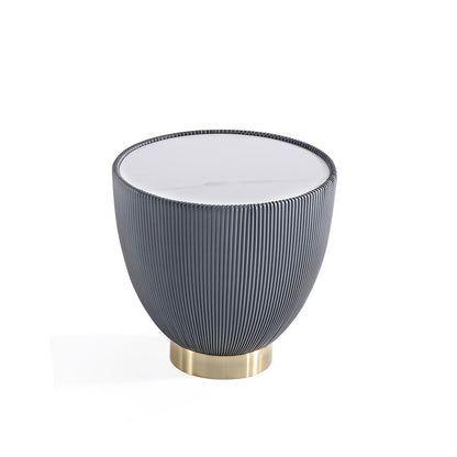 Manhattan Comfort - Anderson Leatherette End Table with Stainless Steel Legs in Grey - Set of 2 - 2-ET005-GY veiw 3