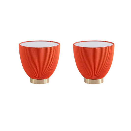 Manhattan Comfort - Anderson Leatherette End Table with Stainless Steel Legs in Orange - Set of 2 - 2-ET005-OR veiw 1