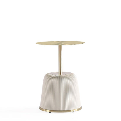 Manhattan Comfort - Anderson 15.75W Leatherette End Table with Stainless Steel Legs in Cream - ET004-CR veiw 2
