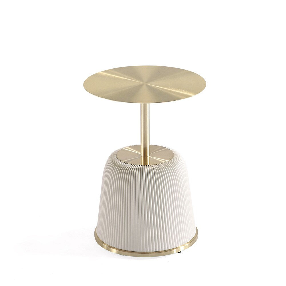 Manhattan Comfort - Anderson 15.75W Leatherette End Table with Stainless Steel Legs in Cream - ET004-CR veiw 3