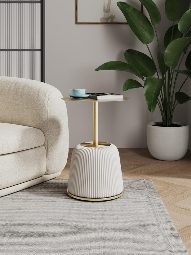Manhattan Comfort - Anderson 15.75W Leatherette End Table with Stainless Steel Legs in Cream - ET004-CR veiw 7