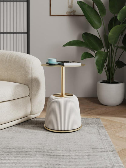 Manhattan Comfort - Anderson 15.75W Leatherette End Table with Stainless Steel Legs in Cream - ET004-CR veiw 7