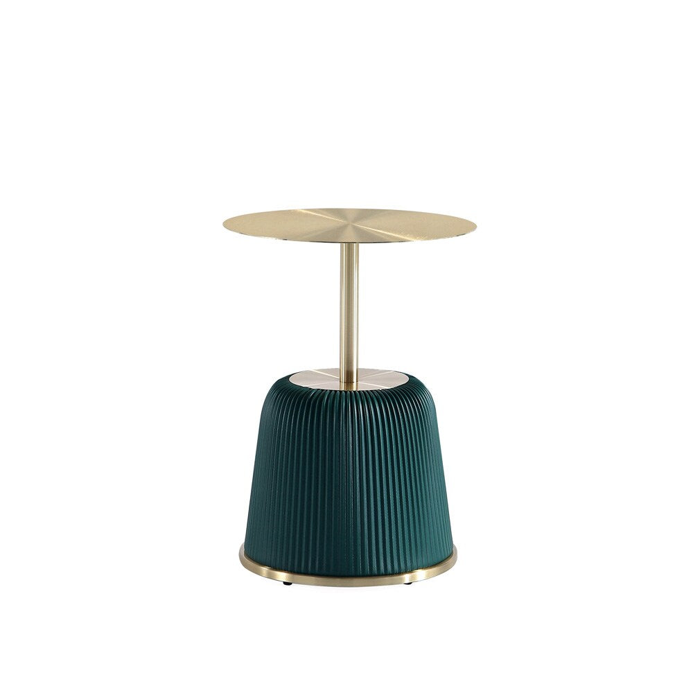 Manhattan Comfort - Anderson 15.75W Leatherette End Table with Stainless Steel Legs in Green - ET004-GR veiw 1