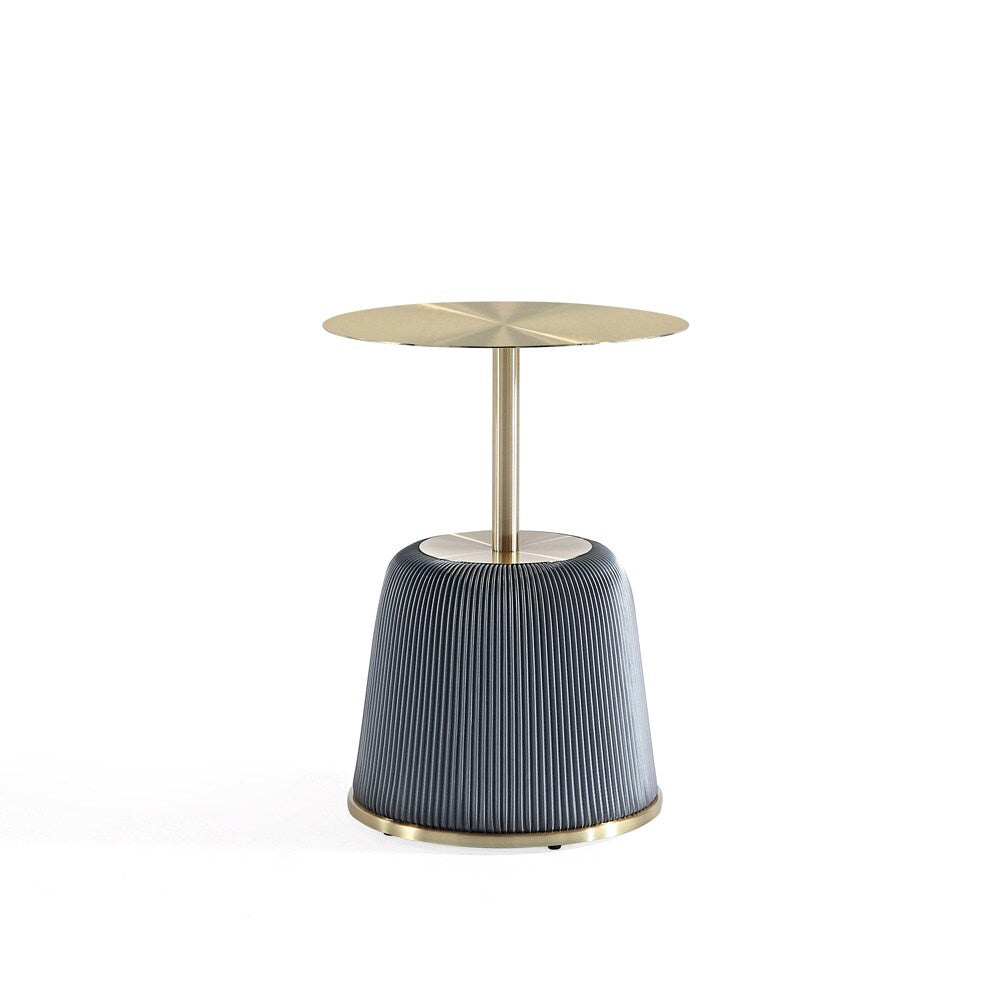 Manhattan Comfort - Anderson 15.75W Leatherette End Table with Stainless Steel Legs in Grey - ET004-GY veiw 1