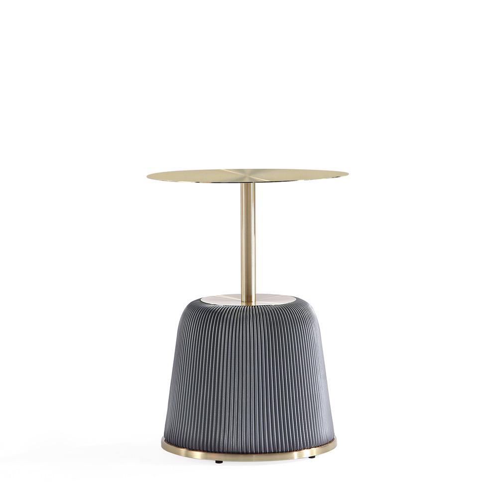 Manhattan Comfort - Anderson 15.75W Leatherette End Table with Stainless Steel Legs in Grey - ET004-GY veiw 2