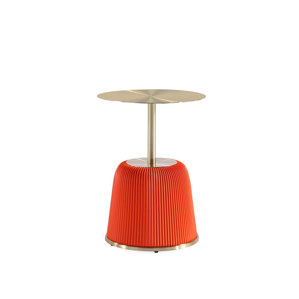 Manhattan Comfort - Anderson 15.75W Leatherette End Table with Stainless Steel Legs in Orange - ET004-OR veiw 1