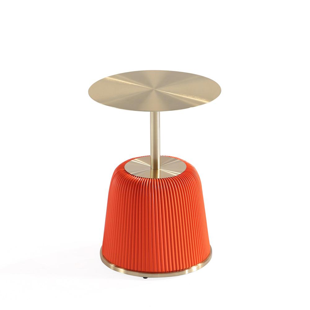 Manhattan Comfort - Anderson 15.75W Leatherette End Table with Stainless Steel Legs in Orange - ET004-OR veiw 3