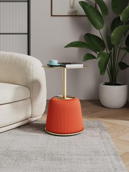 Manhattan Comfort - Anderson 15.75W Leatherette End Table with Stainless Steel Legs in Orange - ET004-OR veiw 7