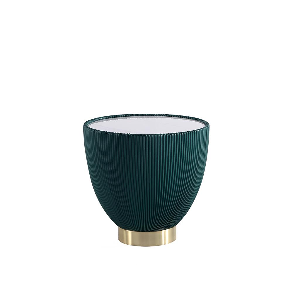 Manhattan Comfort - Anderson Leatherette End Table with Stainless Steel Legs in Green - ET005-GR veiw 1