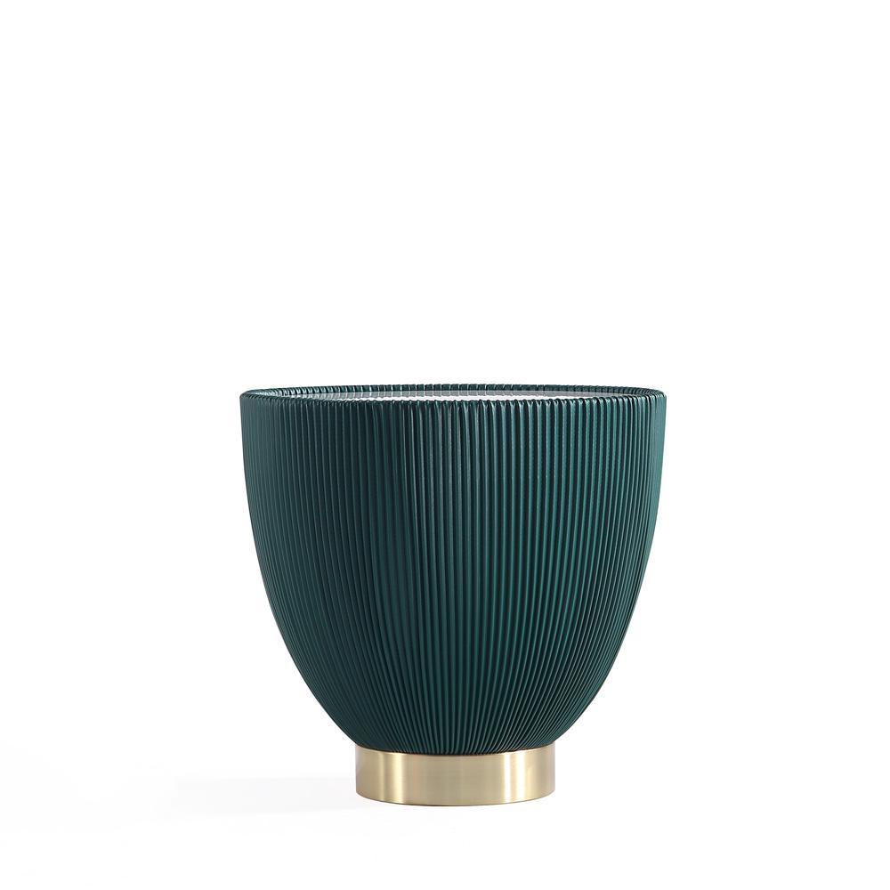 Manhattan Comfort - Anderson Leatherette End Table with Stainless Steel Legs in Green - ET005-GR veiw 2