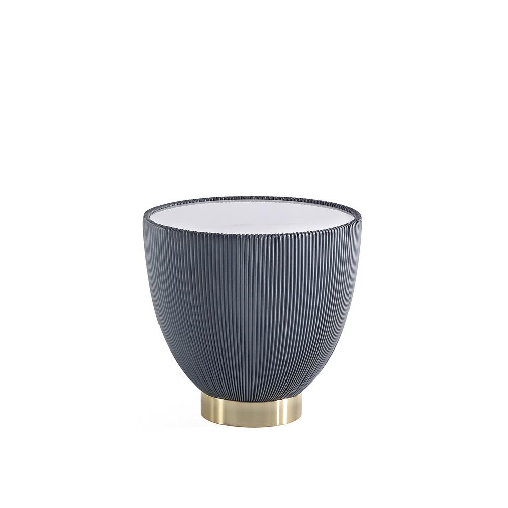 Manhattan Comfort - Anderson Leatherette End Table with Stainless Steel Legs in Grey - ET005-GY veiw 1