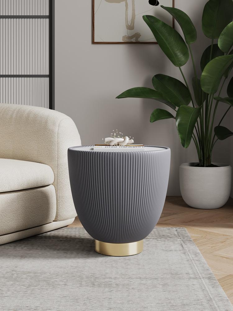 Manhattan Comfort - Anderson Leatherette End Table with Stainless Steel Legs in Grey - ET005-GY veiw 7