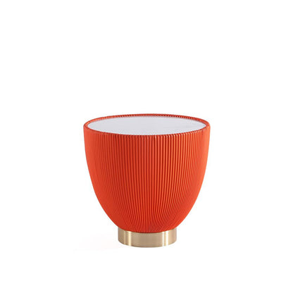 Manhattan Comfort - Anderson Leatherette End Table with Stainless Steel Legs in Orange - ET005-OR veiw 1