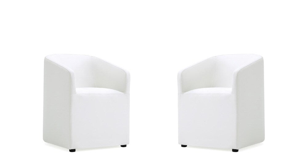Manhattan Comfort - Anna Round Faux Leather Dining Armchair with Plastic Legs in Cream - Set of 2 - 2-DC059AR-CR veiw 1