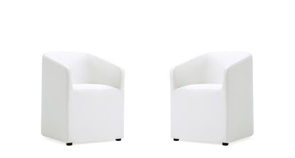 Manhattan Comfort - Anna Round Faux Leather Dining Armchair with Plastic Legs in Cream - Set of 2 - 2-DC059AR-CR veiw 1