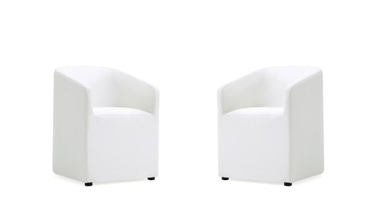 Manhattan Comfort - Anna Round Faux Leather Dining Armchair with Plastic Legs in Cream - Set of 2 - 2-DC059AR-CR veiw 1