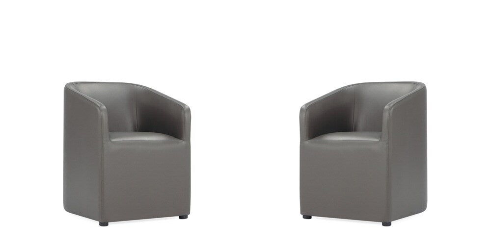 Manhattan Comfort - Anna Round Faux Leather Dining Armchair with Plastic Legs in Pewter - Set of 2 - 2-DC059AR-PE veiw 1