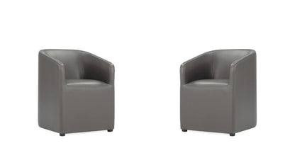 Manhattan Comfort - Anna Round Faux Leather Dining Armchair with Plastic Legs in Pewter - Set of 2 - 2-DC059AR-PE veiw 1