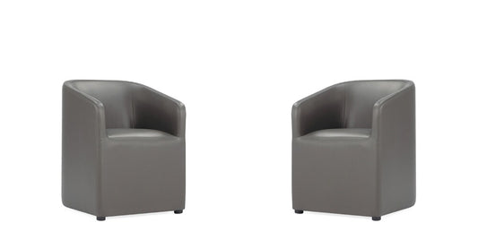 Manhattan Comfort - Anna Round Faux Leather Dining Armchair with Plastic Legs in Pewter - Set of 2 - 2-DC059AR-PE veiw 1