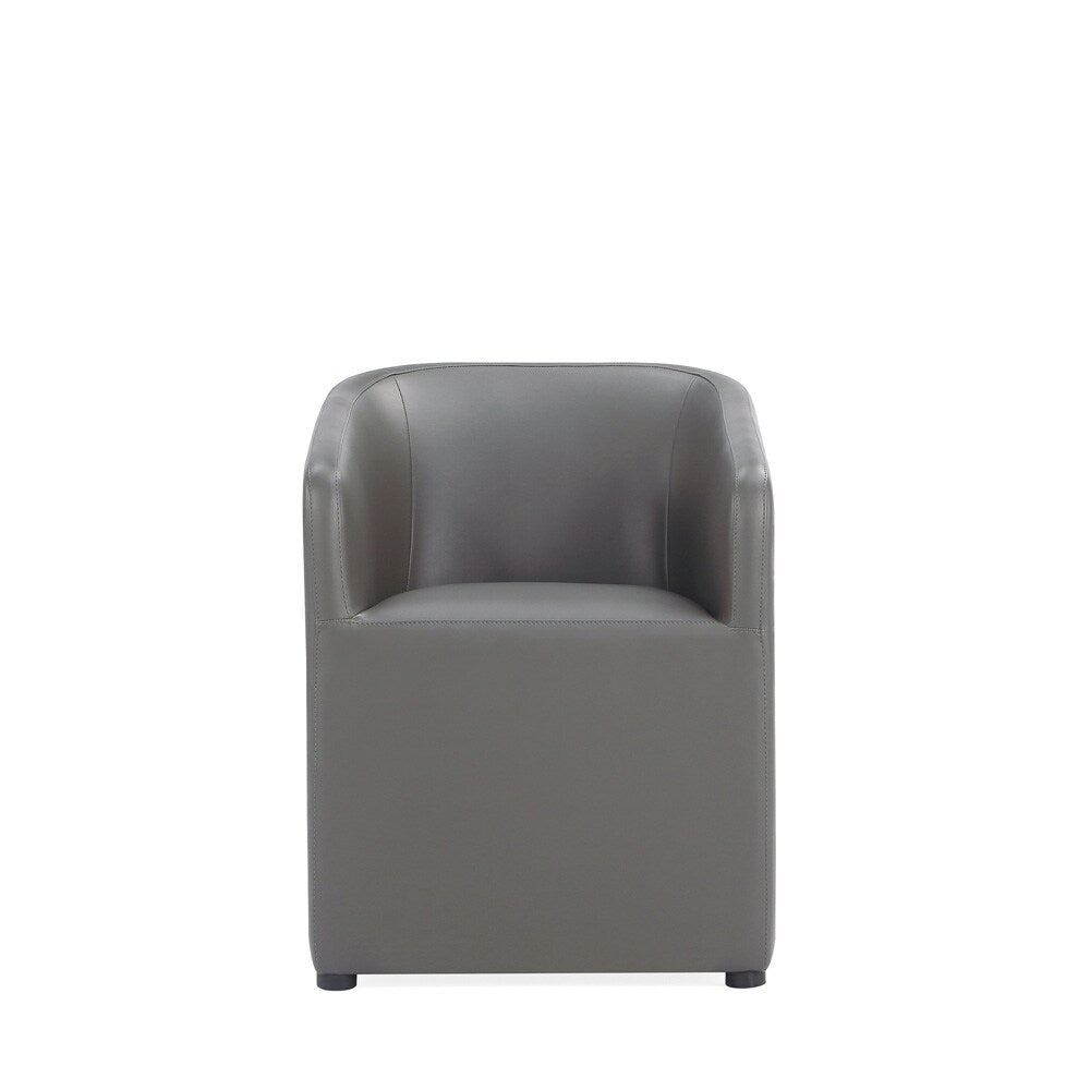 Manhattan Comfort - Anna Round Faux Leather Dining Armchair with Plastic Legs in Pewter - Set of 2 - 2-DC059AR-PE veiw 2