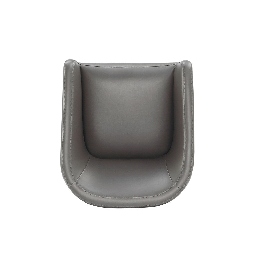 Manhattan Comfort - Anna Round Faux Leather Dining Armchair with Plastic Legs in Pewter - Set of 2 - 2-DC059AR-PE veiw 6
