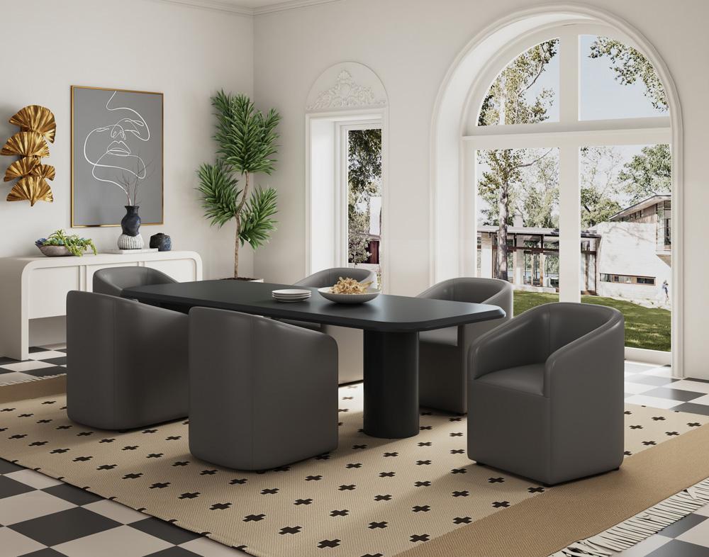 Manhattan Comfort - Anna Round Faux Leather Dining Armchair with Plastic Legs in Pewter - Set of 2 - 2-DC059AR-PE veiw 10