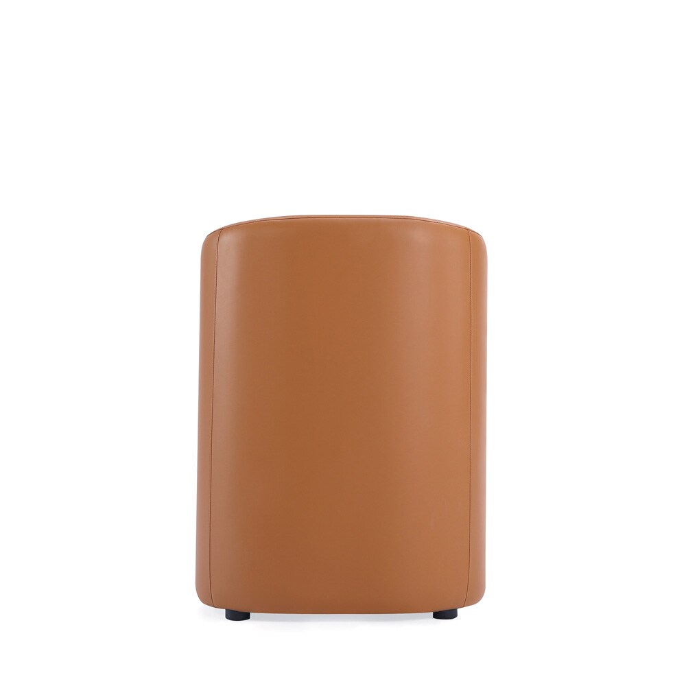 Manhattan Comfort - Anna Round Faux Leather Dining Armchair with Plastic Legs in Saddle - Set of 2 - 2-DC059AR-SA veiw 6