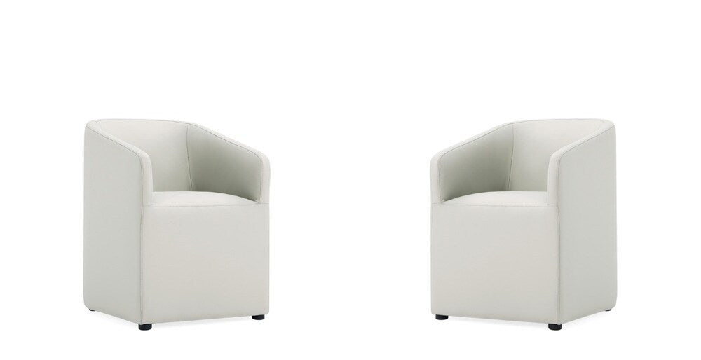 Manhattan Comfort - Anna Round Faux Leather Dining Armchair with Plastic Legs in Stone Grey - Set of 2 - 2-DC059AR-ST veiw 1
