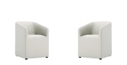 Manhattan Comfort - Anna Round Faux Leather Dining Armchair with Plastic Legs in Stone Grey - Set of 2 - 2-DC059AR-ST veiw 1