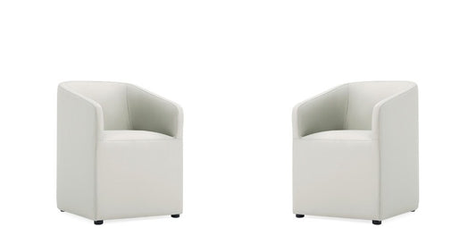 Manhattan Comfort - Anna Round Faux Leather Dining Armchair with Plastic Legs in Stone Grey - Set of 2 - 2-DC059AR-ST veiw 1