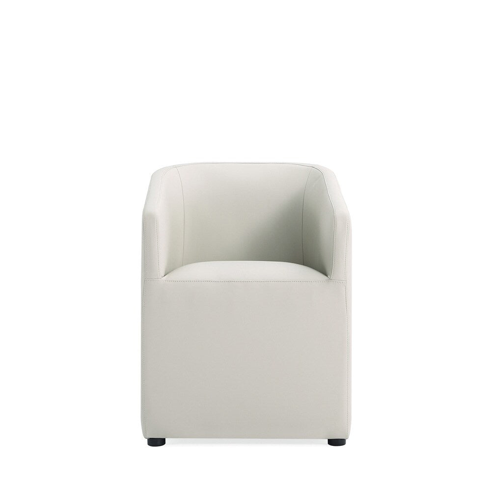 Manhattan Comfort - Anna Round Faux Leather Dining Armchair with Plastic Legs in Stone Grey - Set of 2 - 2-DC059AR-ST veiw 2