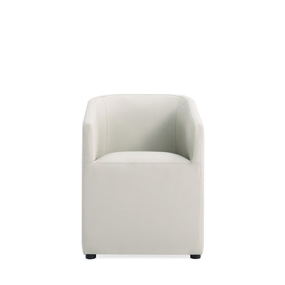 Manhattan Comfort - Anna Round Faux Leather Dining Armchair with Plastic Legs in Stone Grey - Set of 2 - 2-DC059AR-ST veiw 2